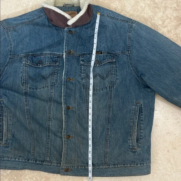 VTG 80s Wrangler Western M-159 Sherpa Lined Denim Jacket Corduroy Wrist Size XXL - Picture 14 of 14